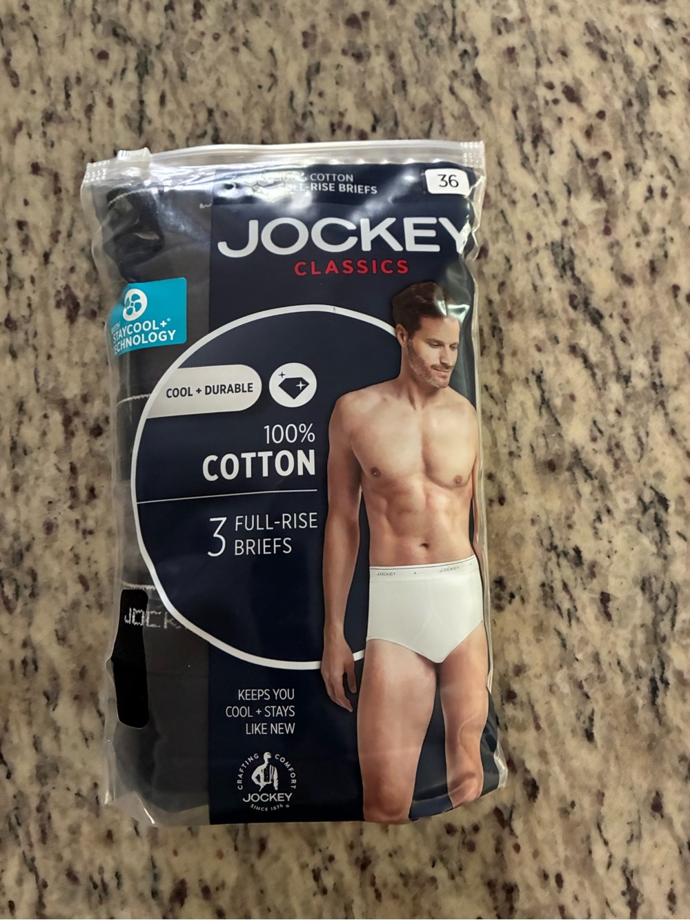Jockey mens full rise brief size 36 underwear undies solid colors stay cool NEW